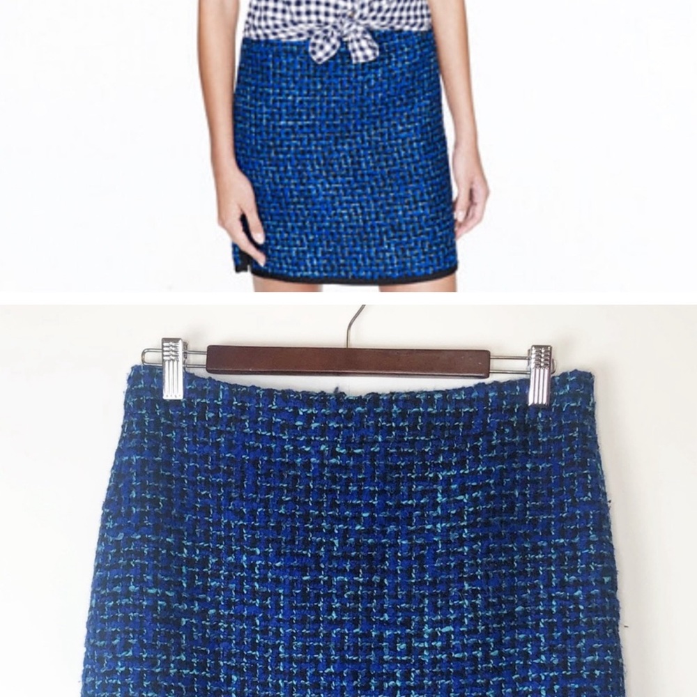 EUC J. Crew Royal Blue Tweed Mini Skirt